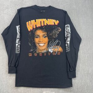 Whitney Houston Small/Medium Black Graphic Long Sleeve Shirt Cotton Music Tee